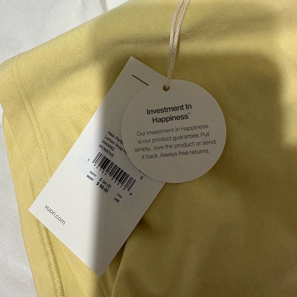 Vuori Light Yellow Women's Athletic Shorts with Drawstring - Picture 2 of 5